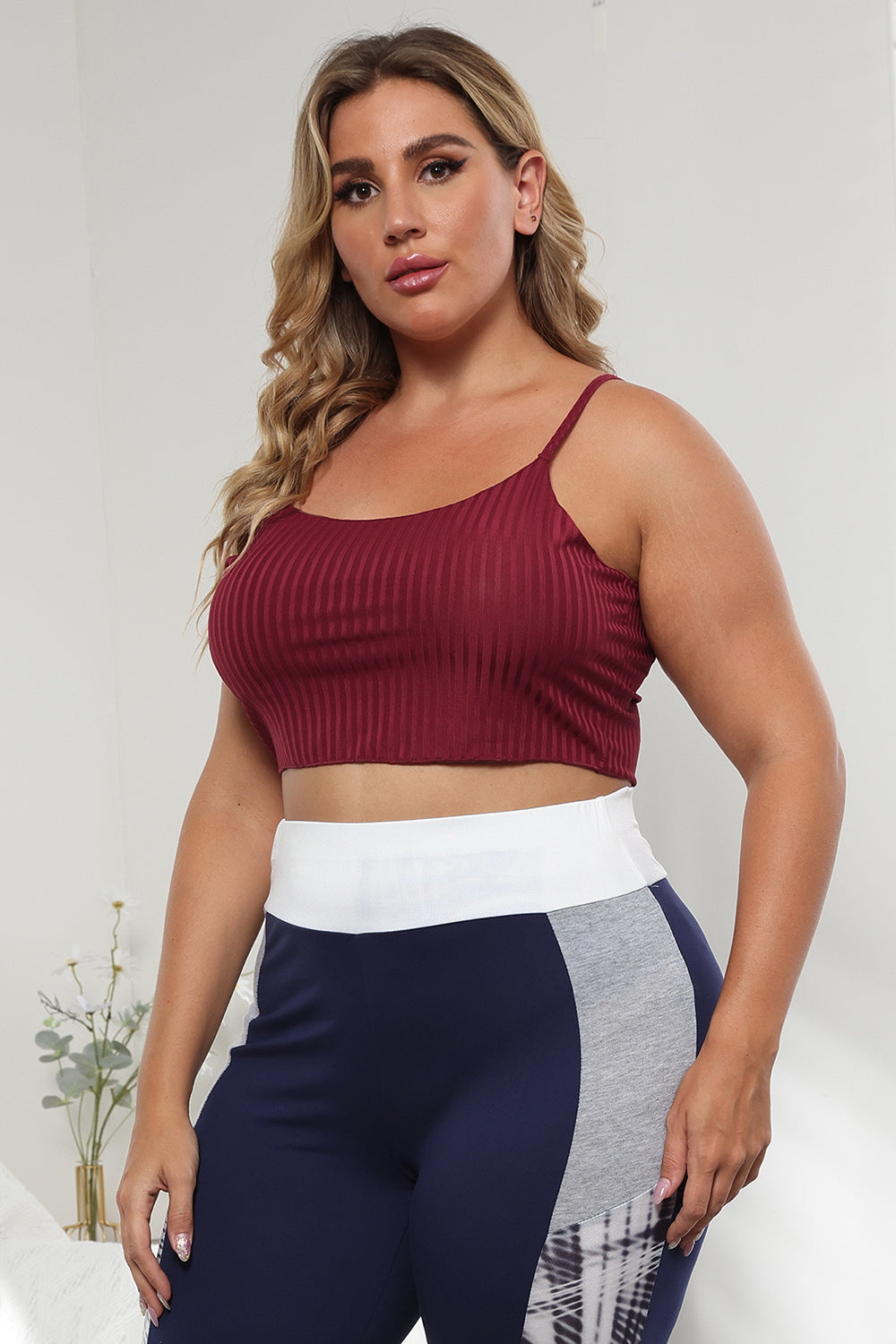 Plus Size Ribbed Spaghetti Strap Top