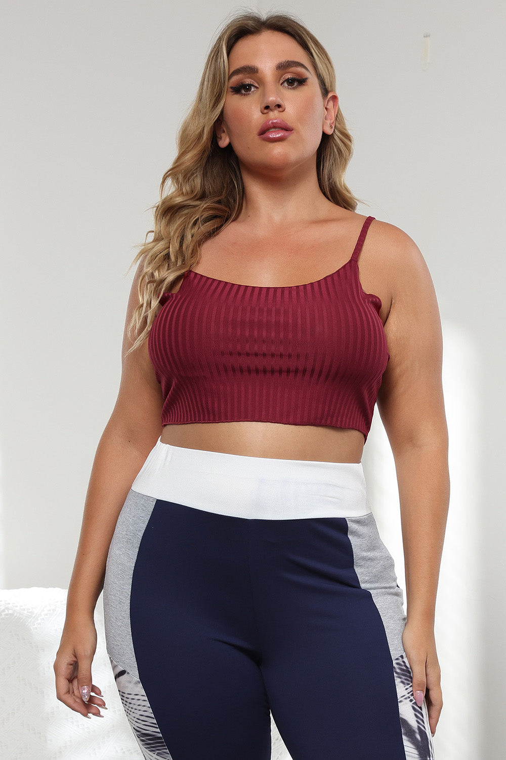 Plus Size Ribbed Spaghetti Strap Top